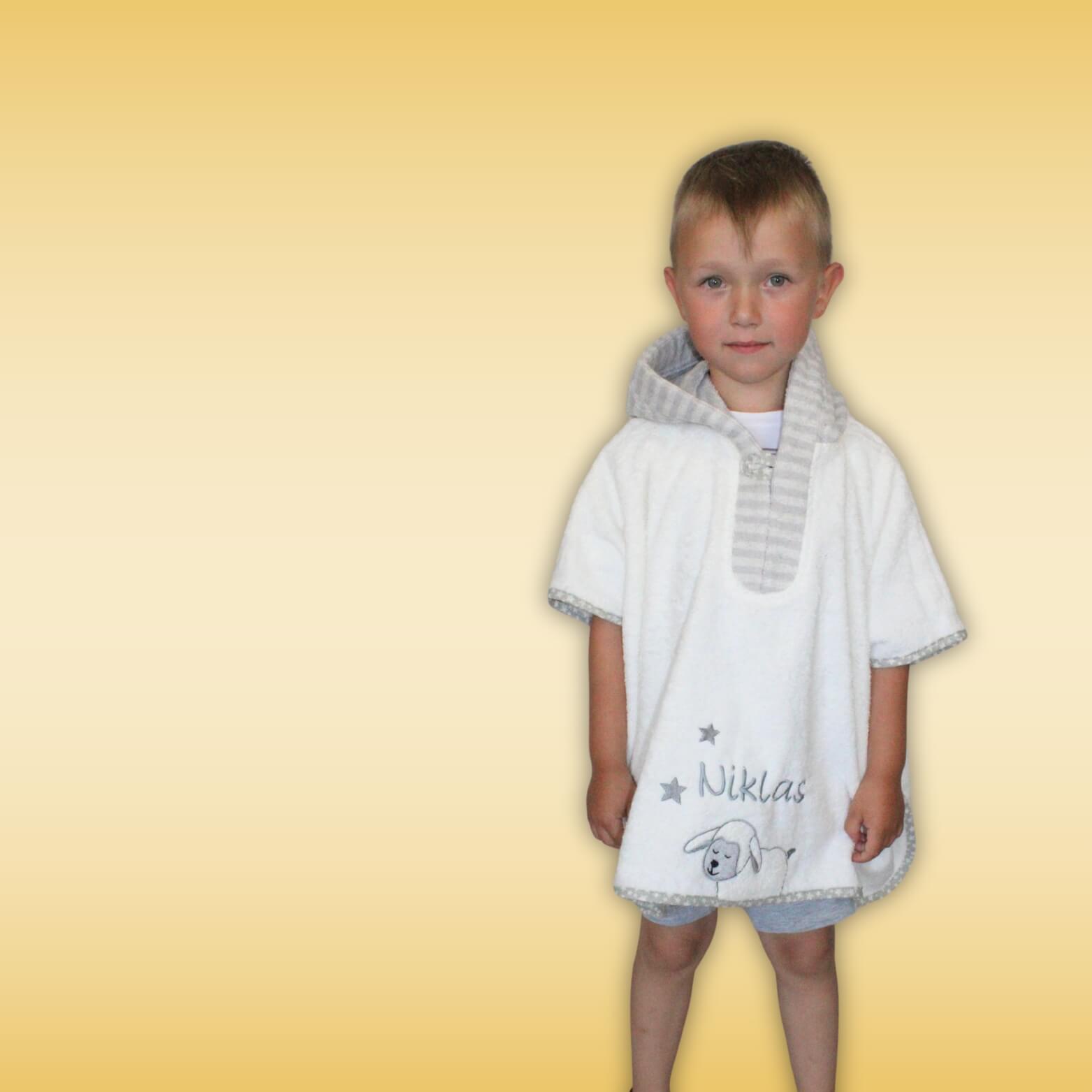 Bade Poncho für Kinder in weiß