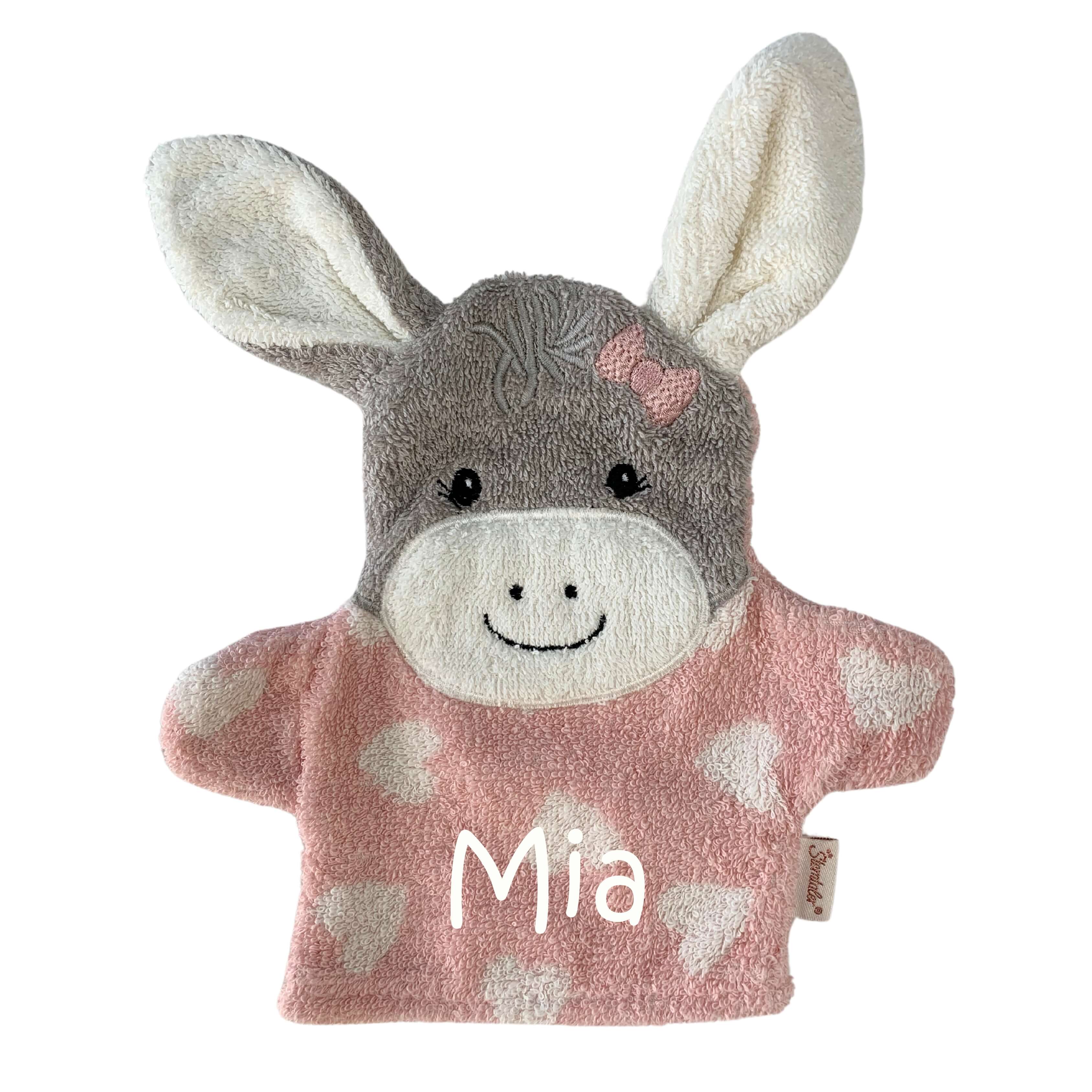 Bestickter Sterntaler Waschhandschuh mit Namen | Emmi Girl rosa