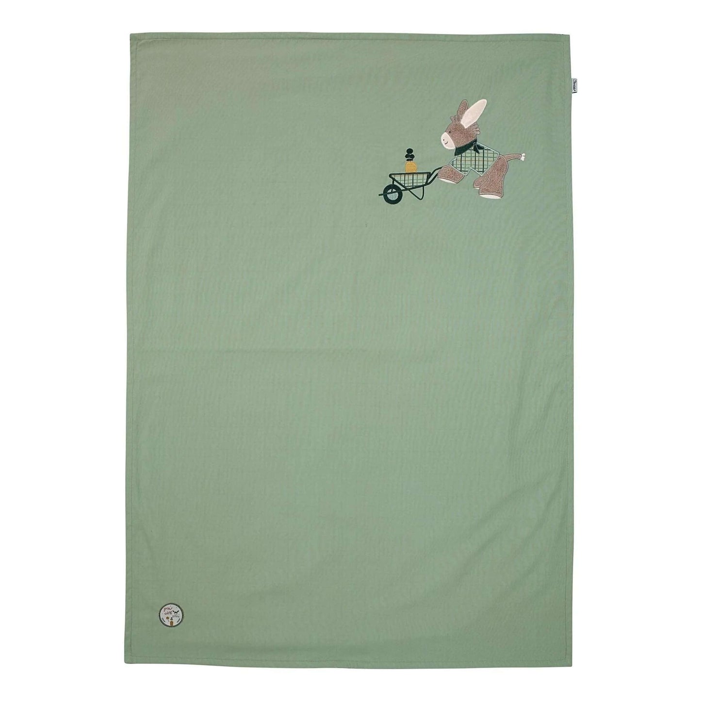 Dünne Sterntaler Baby Sommerdecke personalisiert | UV Schutz 50+ | 100 x 70 cm | Babydecke Emilius Esel Olivgrün