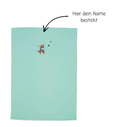Sterntaler Babydecke Sommerdecke bestickt mit Namen | UV Schutz 50+ | 100 x 70 cm | dünne Decke Emmi Esel Türkis