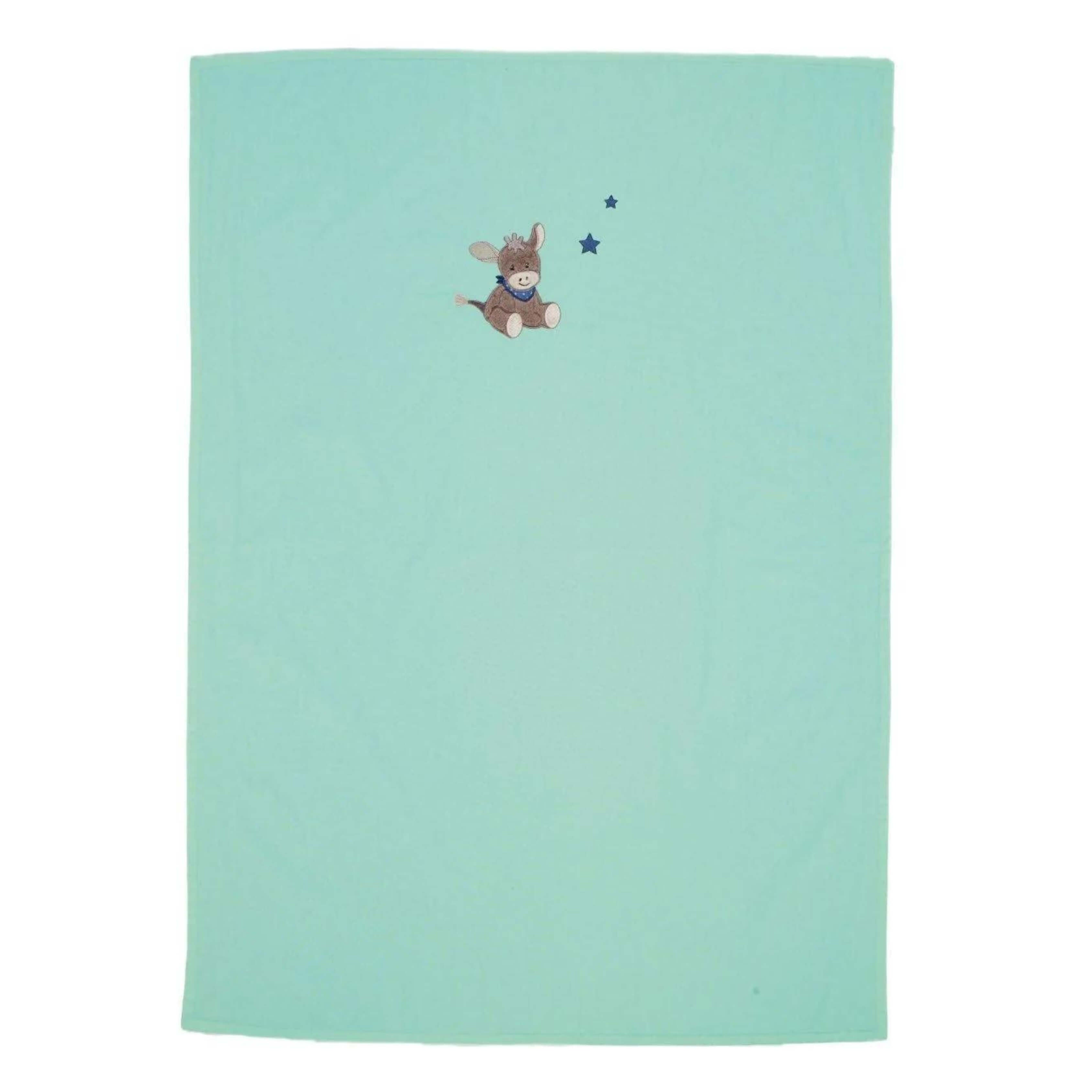Sterntaler Babydecke Sommerdecke bestickt mit Namen | UV Schutz 50+ | 100 x 70 cm | dünne Decke Emmi Esel Türkis