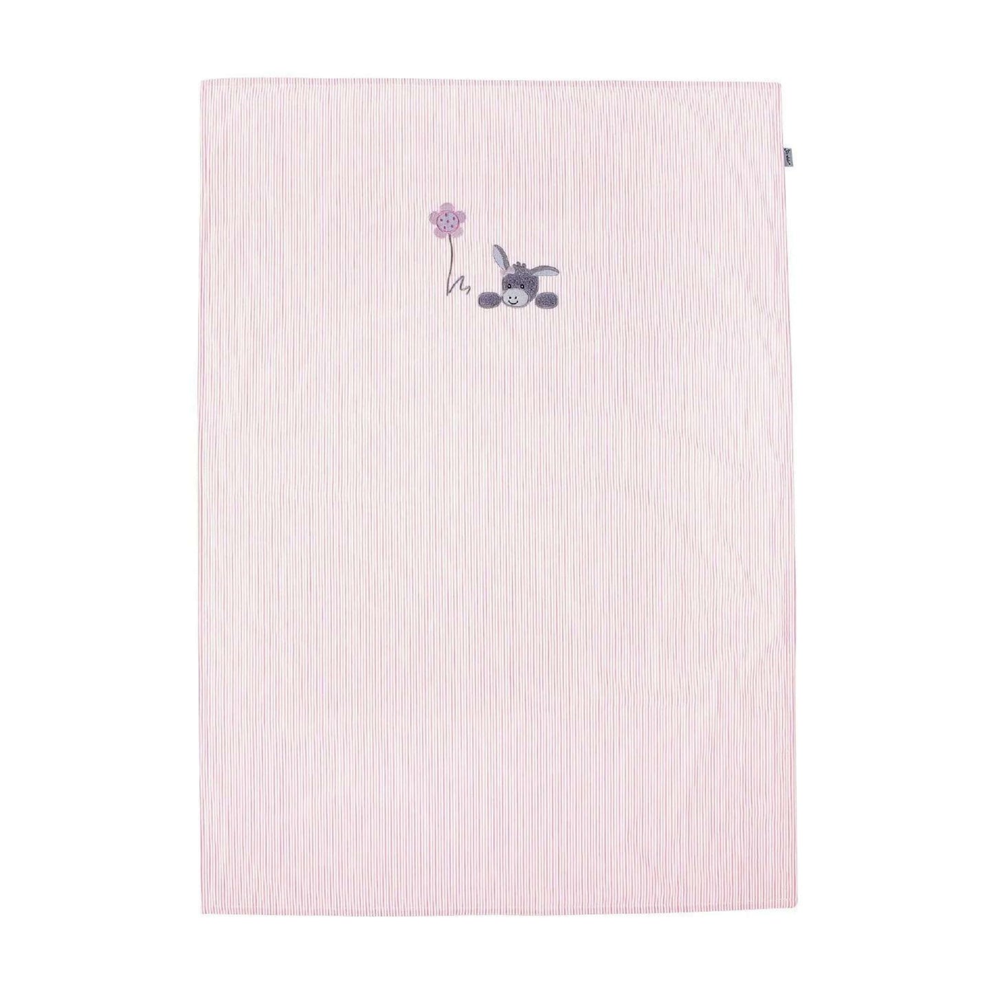 Sterntaler Baby Sommer Decke mit Name | UV Schutz 50+ | 100 x 70 cm | dünne Kinderdecke Emmi Esel rosa