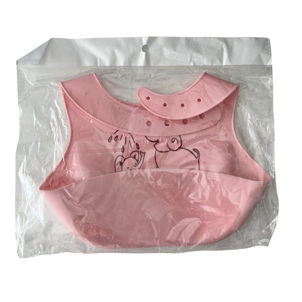 Silikon Lätzchen – Rosa mit Elefanten-Motiv