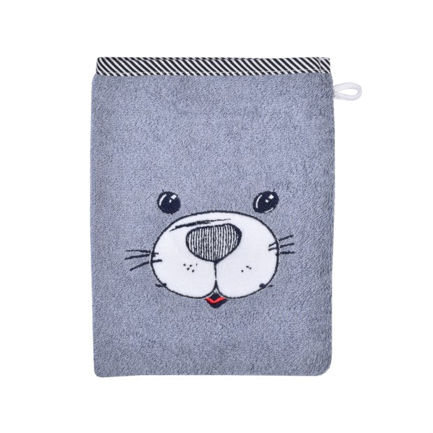 Robbe grau Waschhandschuh
