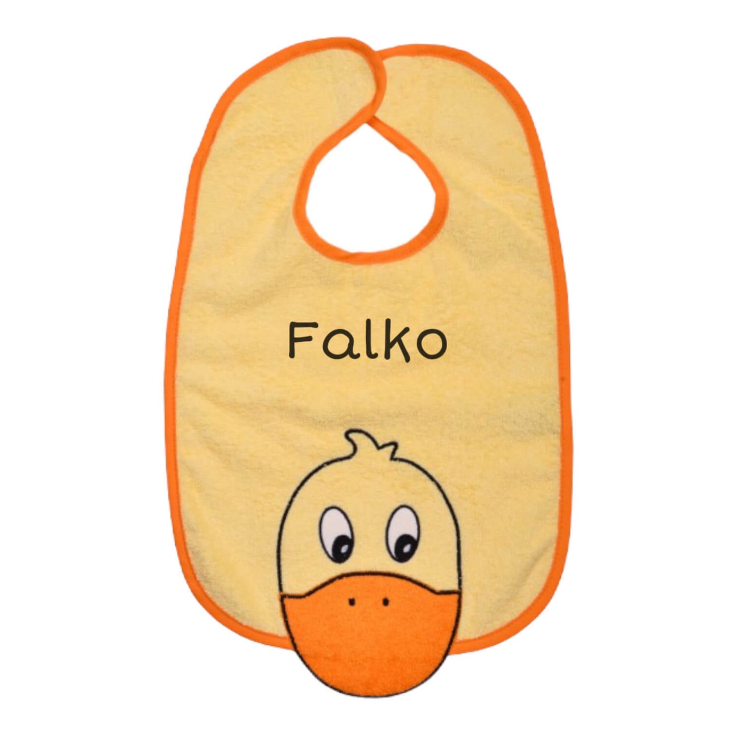 personalisierte Babygeschenke finden Sie hier. Ente Gelb Latz mit Namen 