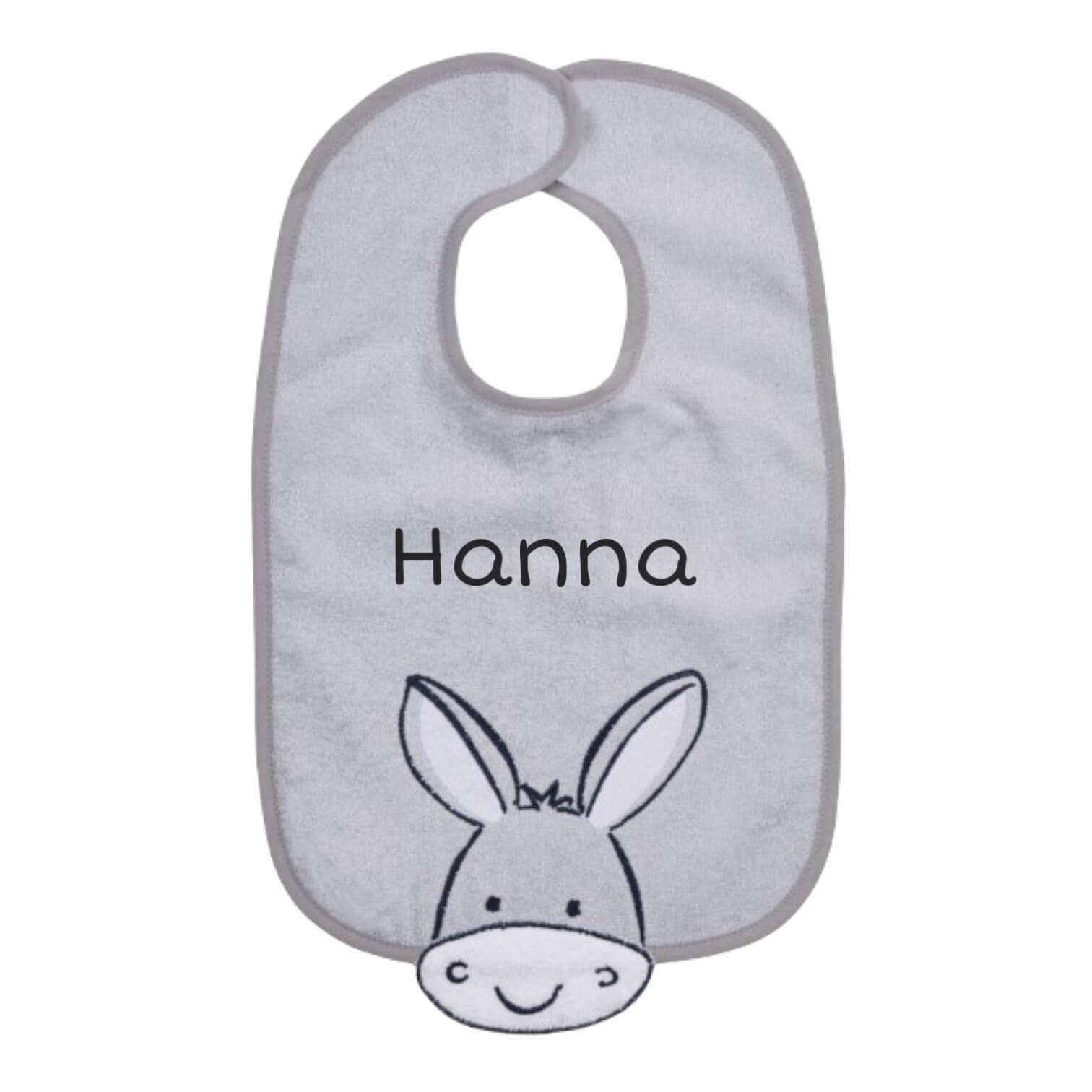 Geburtsgeschenke? Hier Sind Sie richtig. Esel Grau Esslatz mit Name bestickt