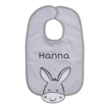 Geburtsgeschenke? Hier Sind Sie richtig. Esel Grau Esslatz mit Name bestickt
