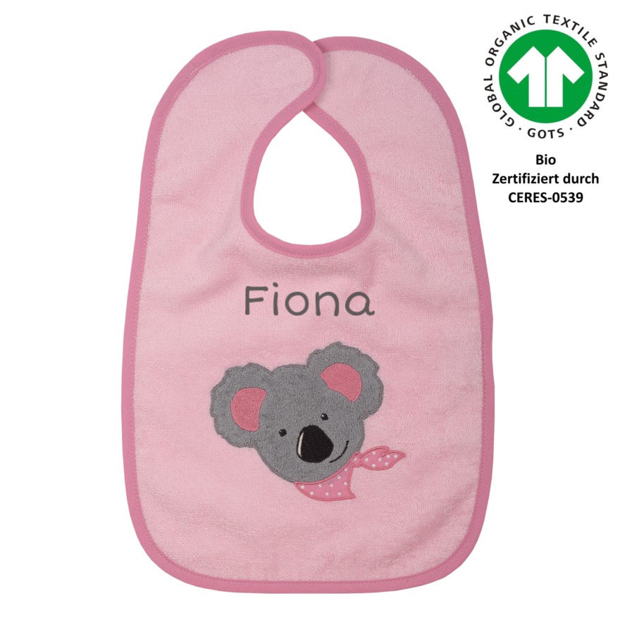 Unikat personalisierte Babygeschenke Dein Lätzchen Koala rosa