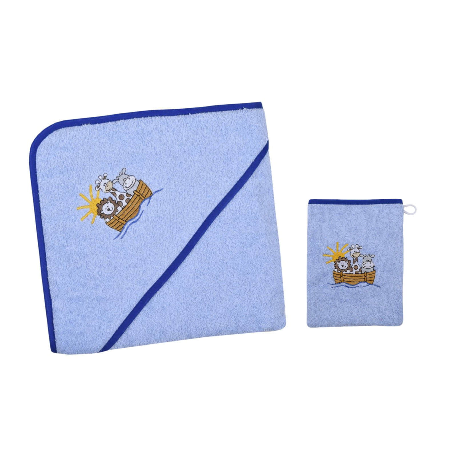 Kapuzenhandtuch Arche hellblau mit name