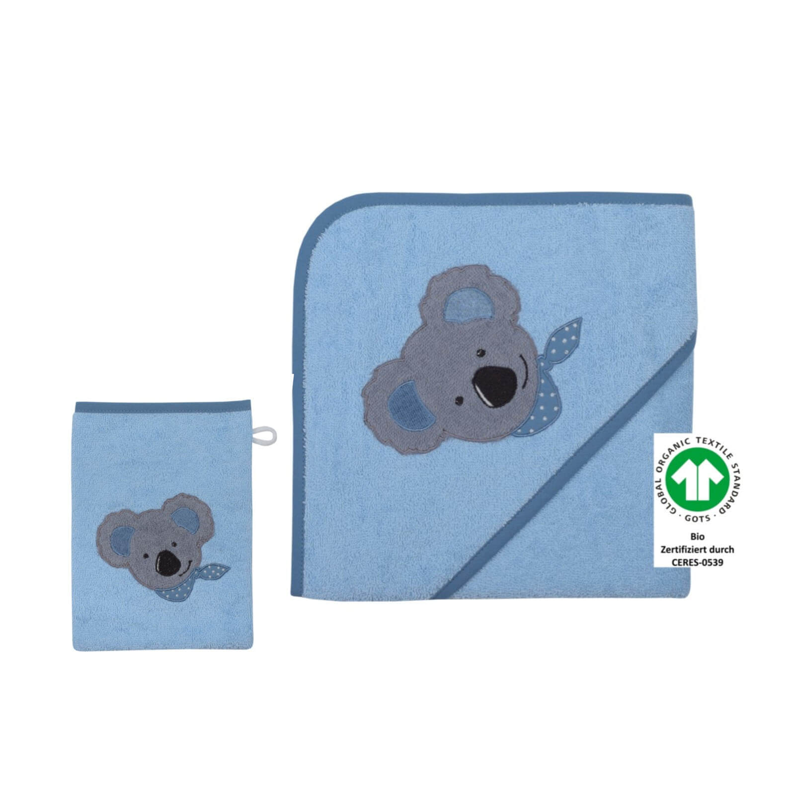 Koala blau Kapuzenhandtuch mit namen