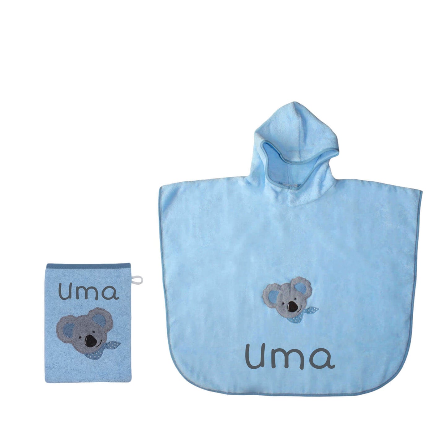 Badeponchos personalisiert Koala blau