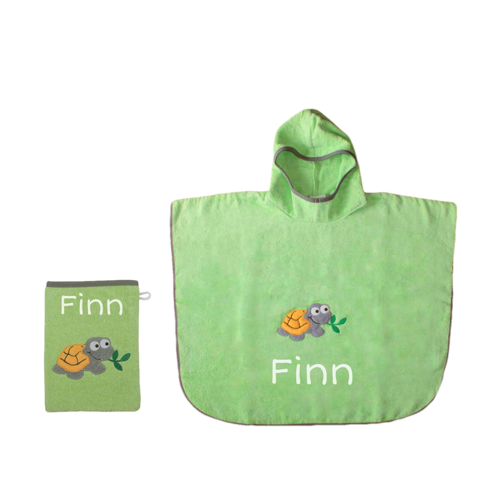 Lässig Badeponcho grüne Schildkröte personalisiert