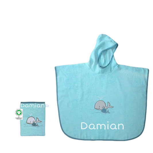 Sterntaler Badeponcho Kinder Wal türkis
