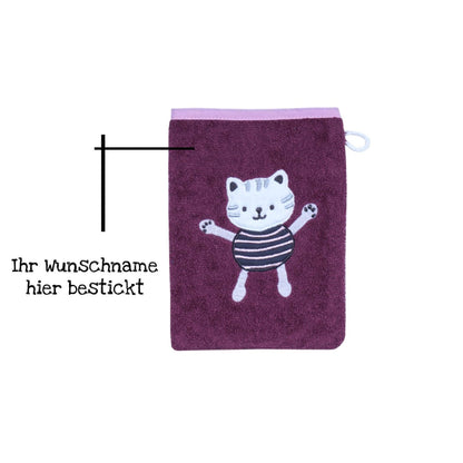 lila katze wasch handschuhe baby