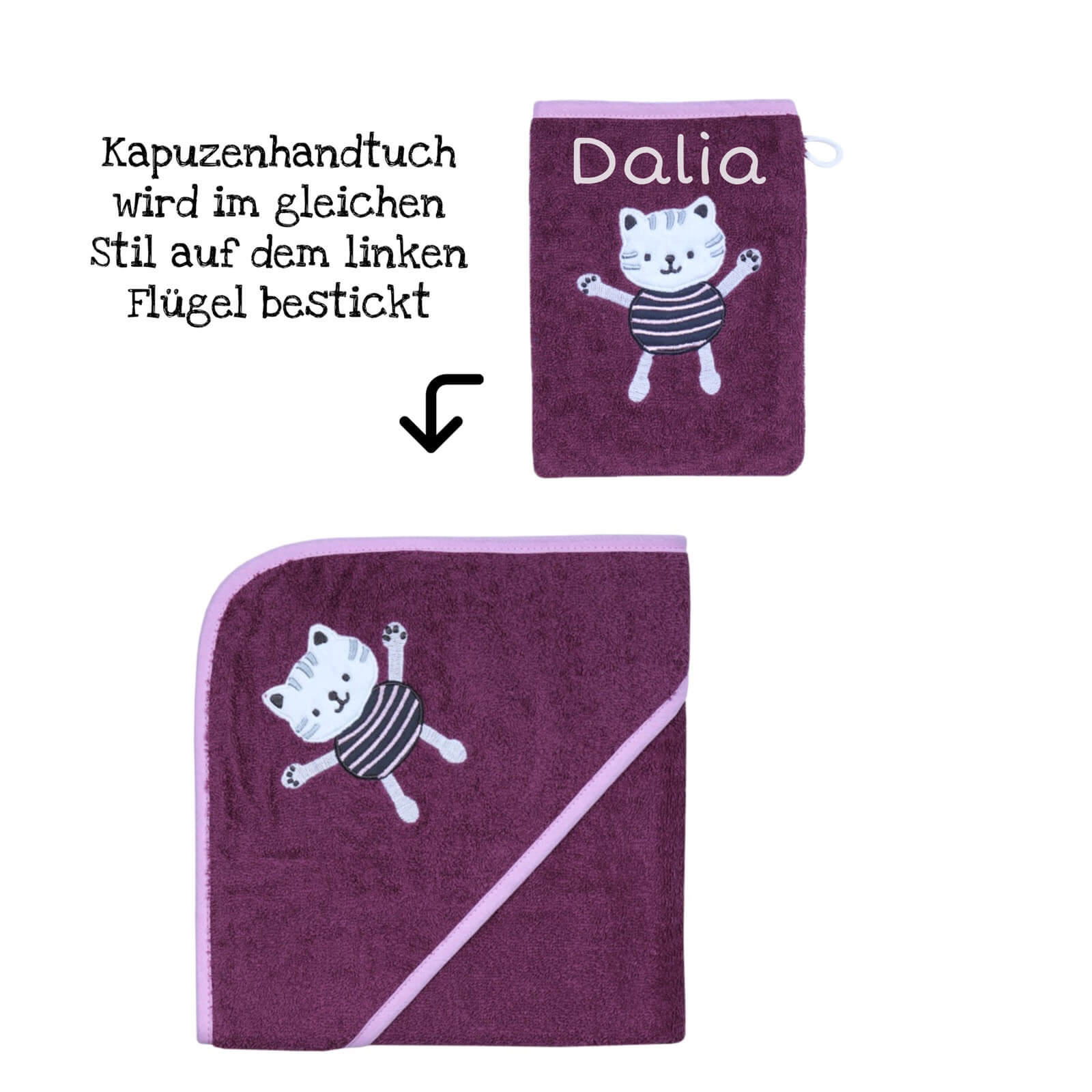 besticktes kapuzenhandtuch