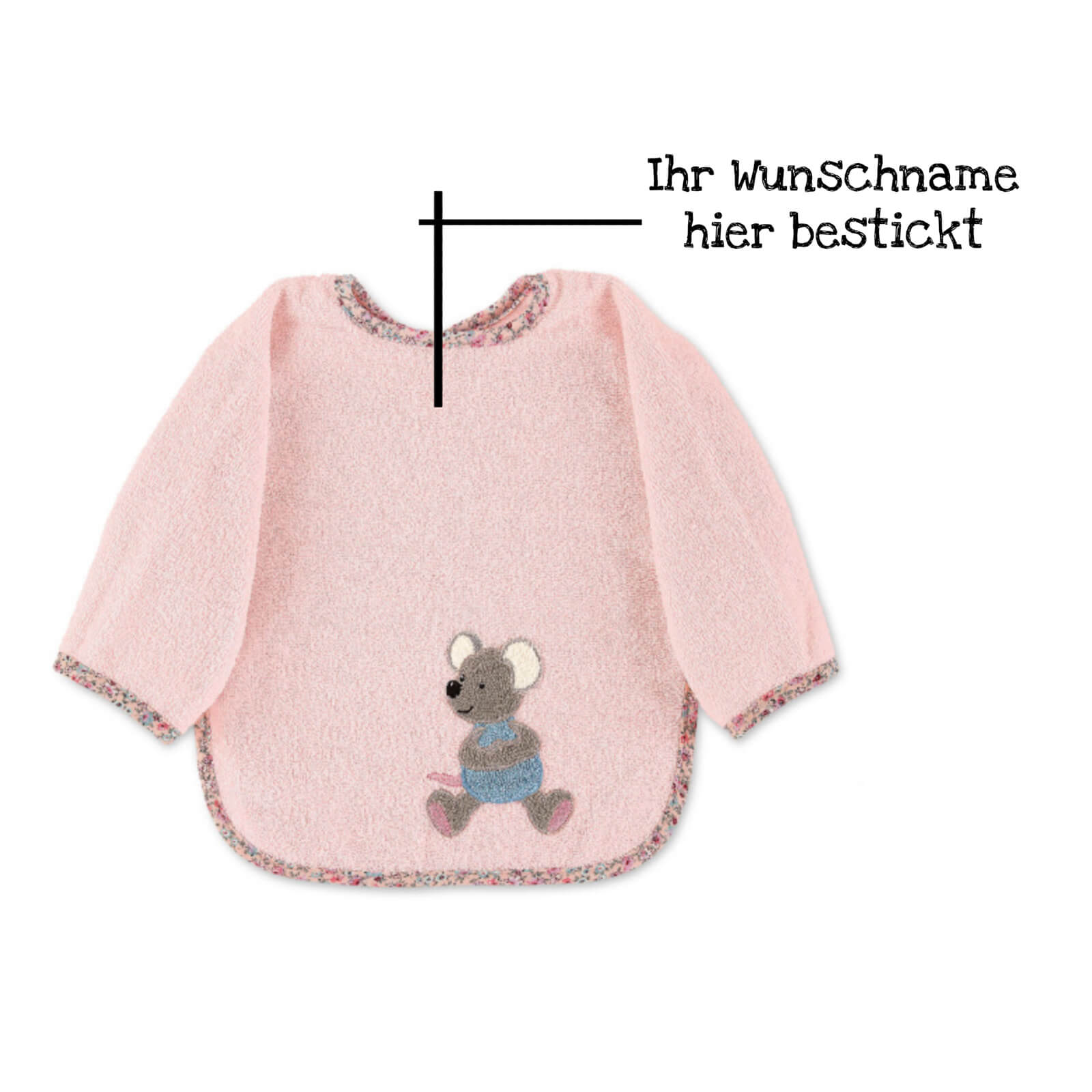 Babylatz mit Ärmel Sterntaler Mabel Maus zartrosa personalisiert – Dein  Lätzchen