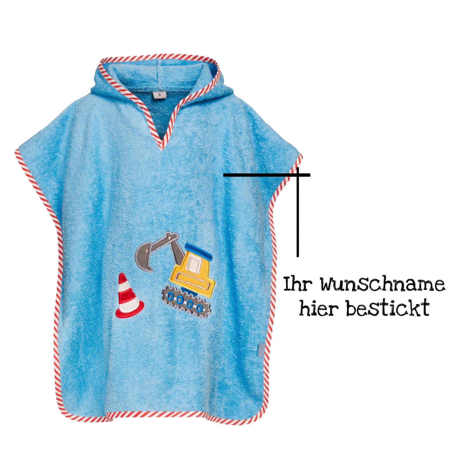 Strandponcho Bagger Junge personalisiert