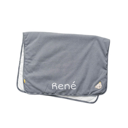 personalisierte Babydecke Steiff marine Streifen