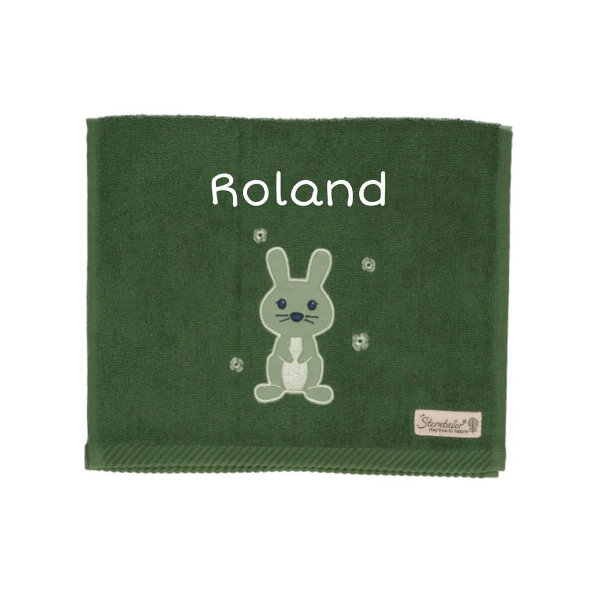 Hase Bio grün Kinderhandtuch klein mit Name
