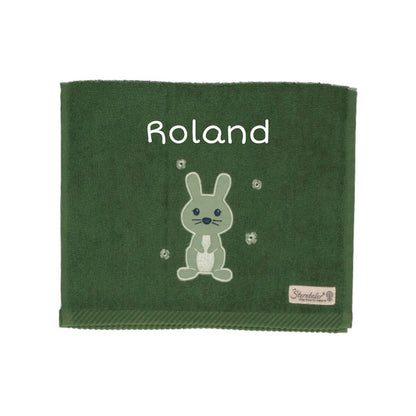 Hase Bio grün Kinderhandtuch klein mit Name