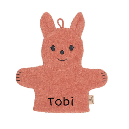 Sterntaler BIO Waschhandschuh mit Namen | Enna Hase kupfer