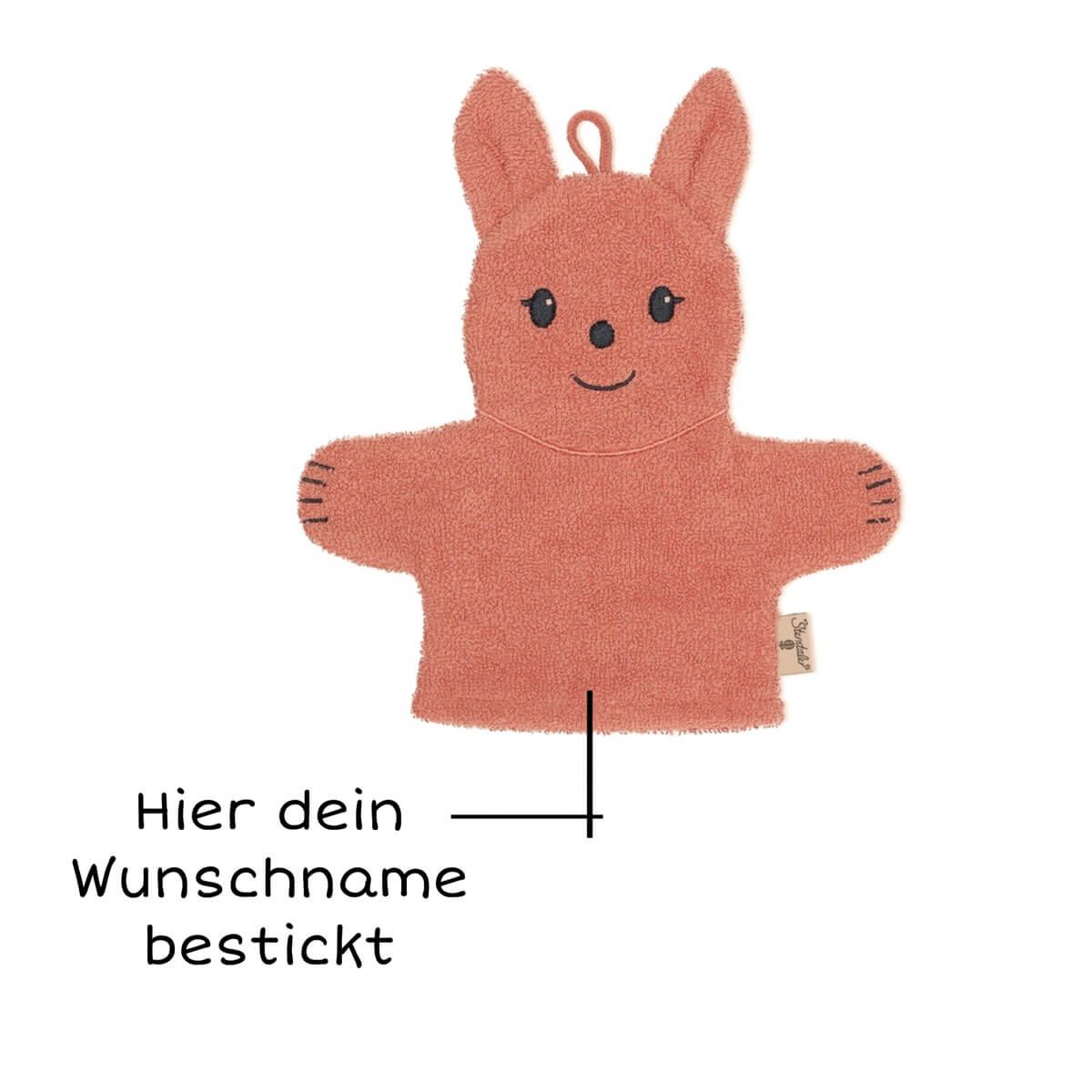 Sterntaler BIO Waschhandschuh mit Namen | Enna Hase kupfer