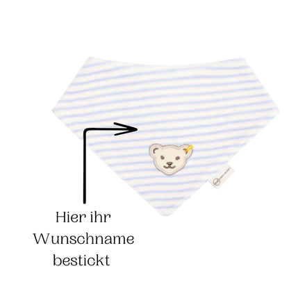 STEIFF Halstuch bestickt | BIO Baumwolle | Babygeschenke personalisiert | bis 4 Jahre | Nicki Celestial Blau