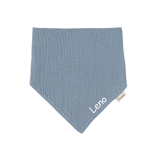 Sterntaler Kinder Halstuch bestickt mit Namen | BIO Baumwolle | personalisiertes Geschenk | Musselin Blau