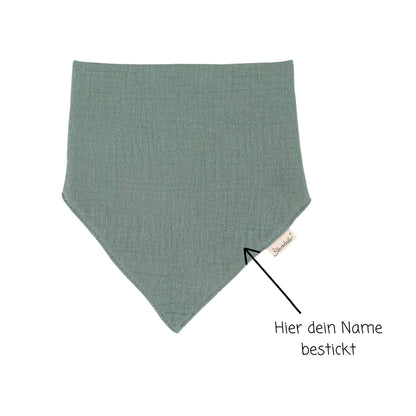 Sterntaler Kinder Halstuch personalisiert | bestickt mit Name | BIO Baumwolle | Geschenkidee | Musselin Grün