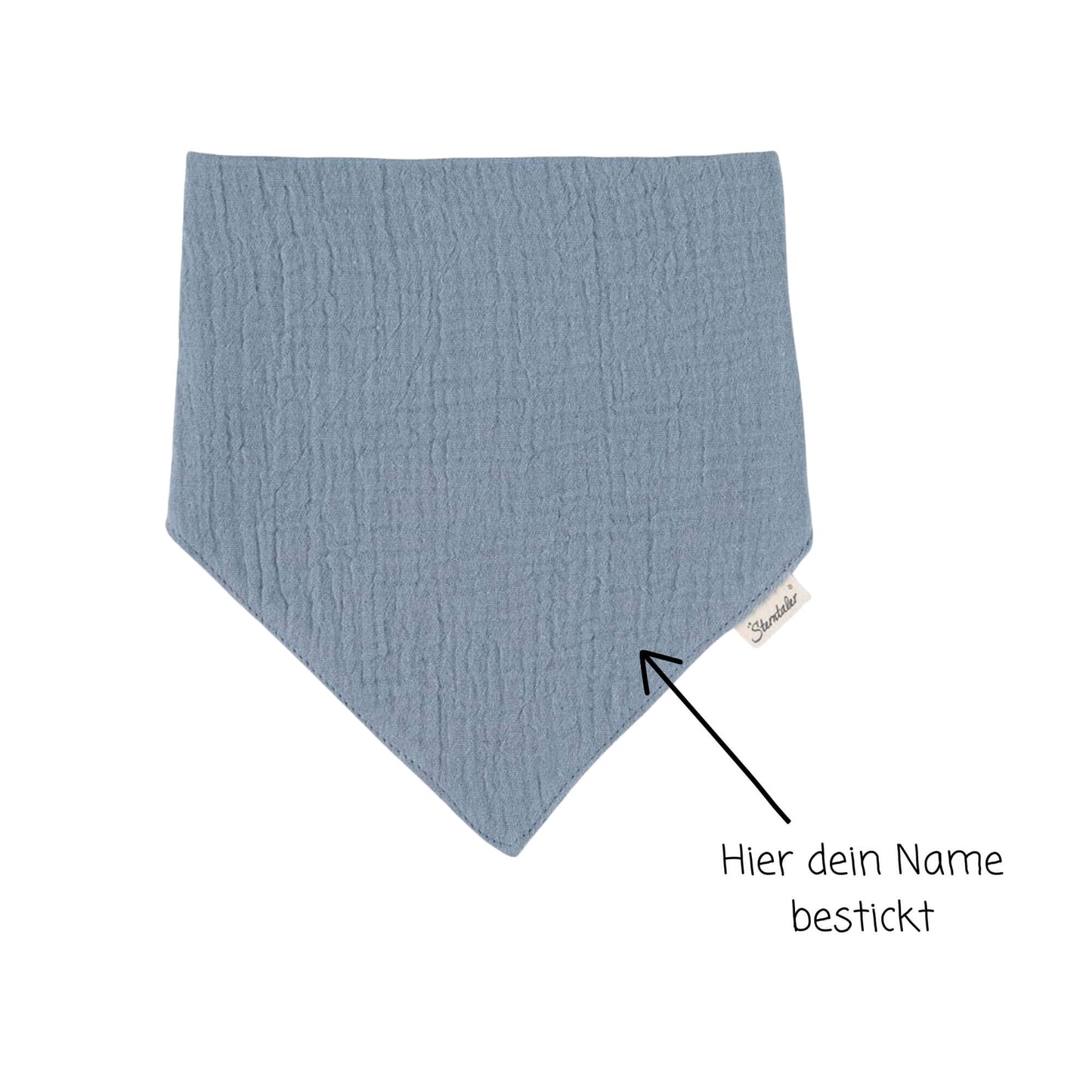 Sterntaler Kinder Halstuch bestickt mit Namen | BIO Baumwolle | personalisiertes Geschenk | Musselin Blau