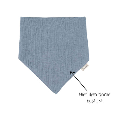 Sterntaler Kinder Halstuch bestickt mit Namen | BIO Baumwolle | personalisiertes Geschenk | Musselin Blau