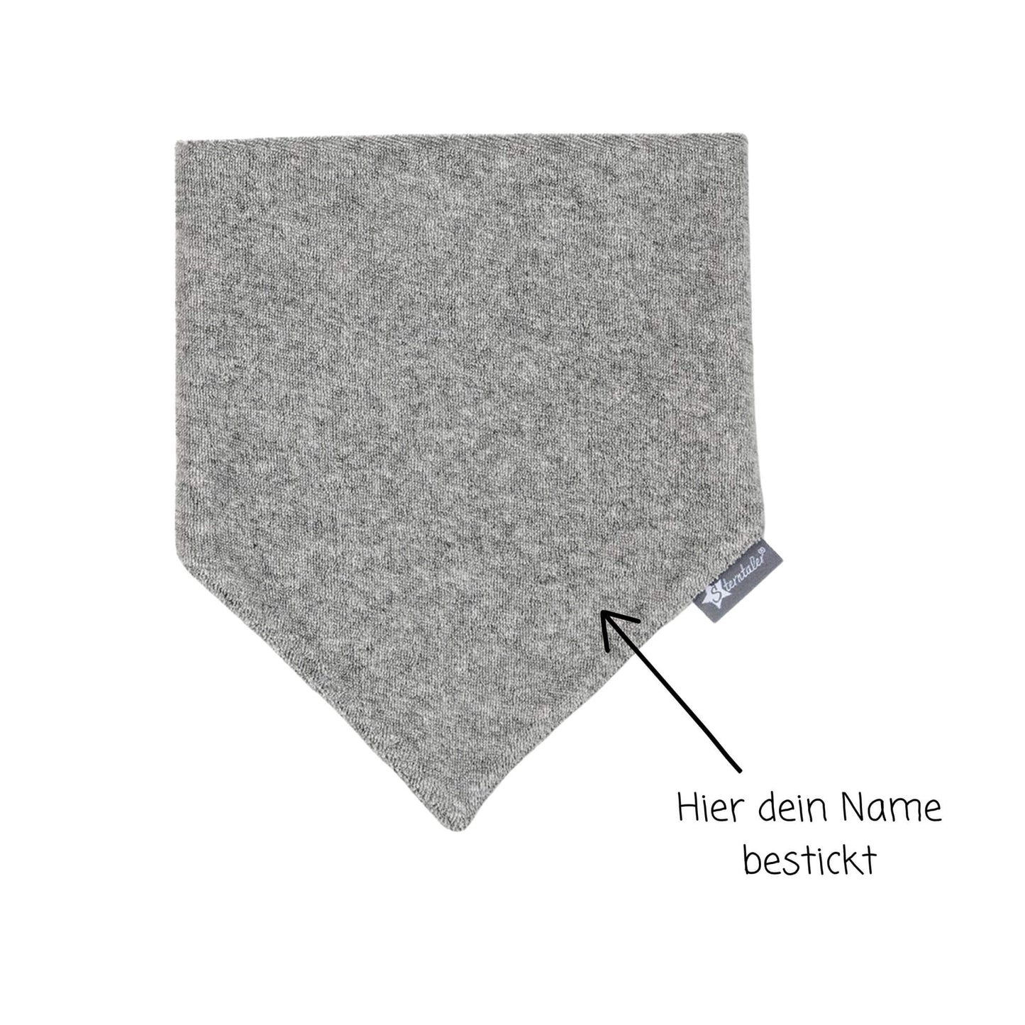 Sterntaler Halstuch personalisiert mit Namen | Baumwolle | Halstücher bestickt | Frottee grau