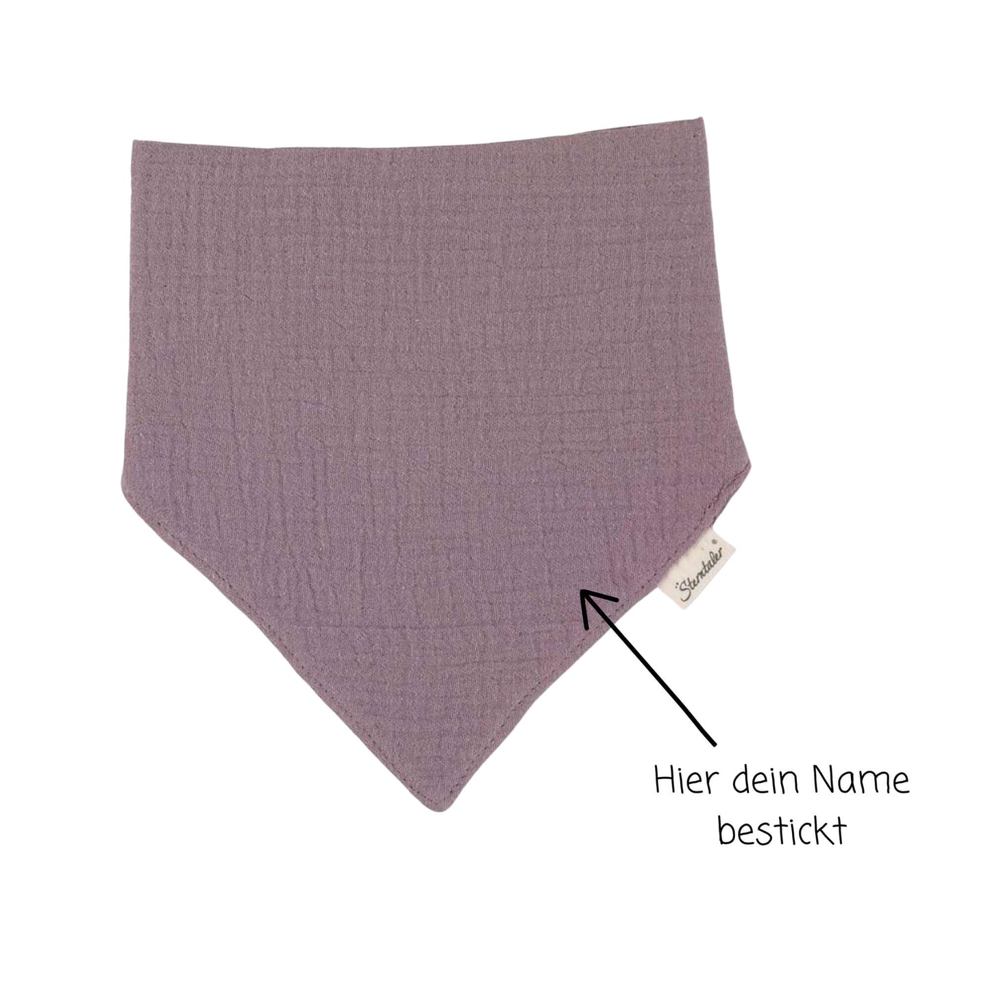 Sterntaler Halstuch Kinder bestickt mit Name | 100% BIO Baumwolle | Geschenk Idee | Musselin Lila