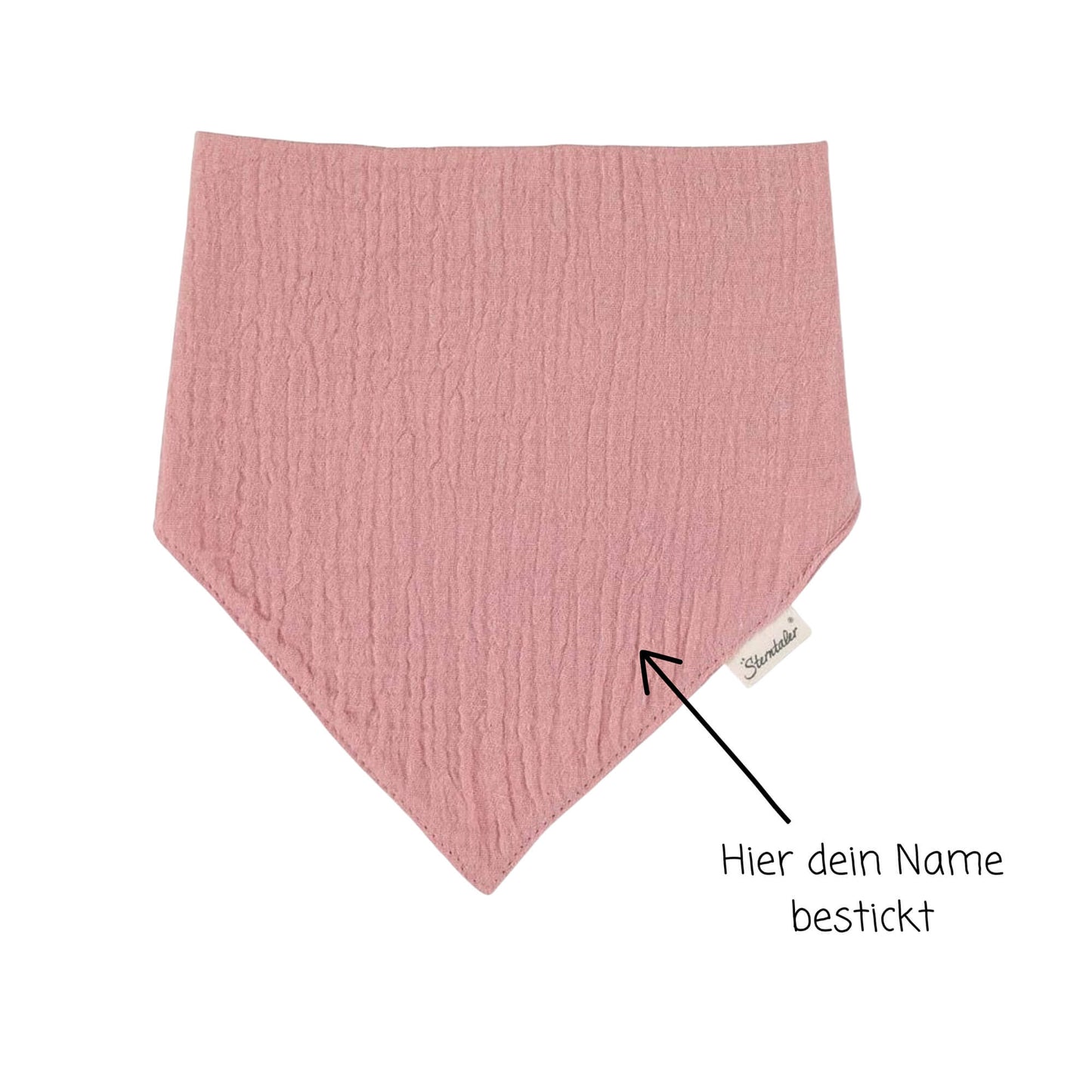 Sterntaler Baby Halstuch mit Namen bestickt | aus BIO Baumwolle | Geschenk Geburt | Musselin Rosa